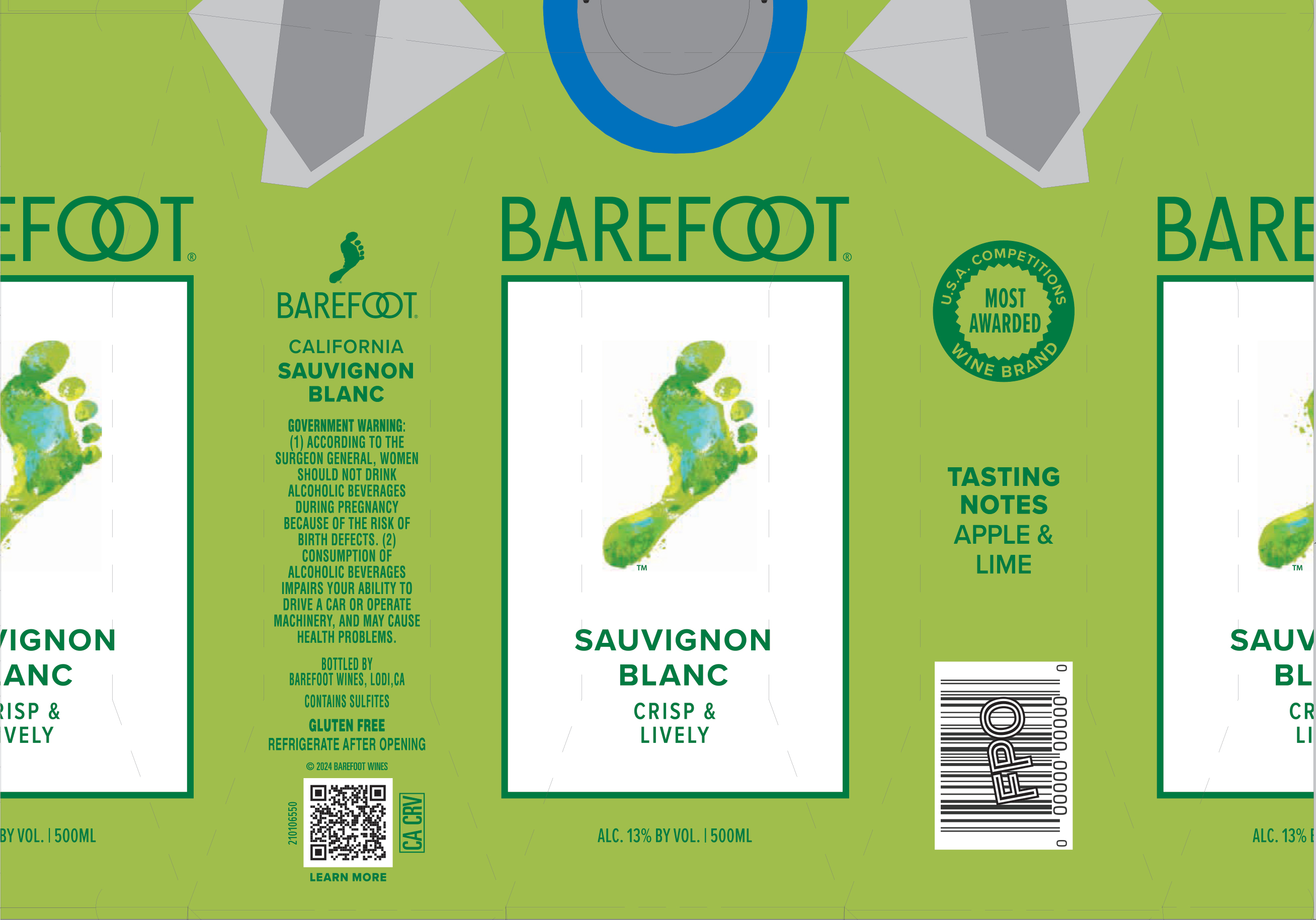 TABC label artwork for Barefoot Sauvignon Blanc California