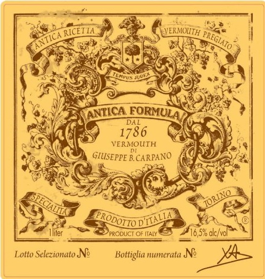 TABC label artwork for Carpano Antica Formula Vermouth 1786