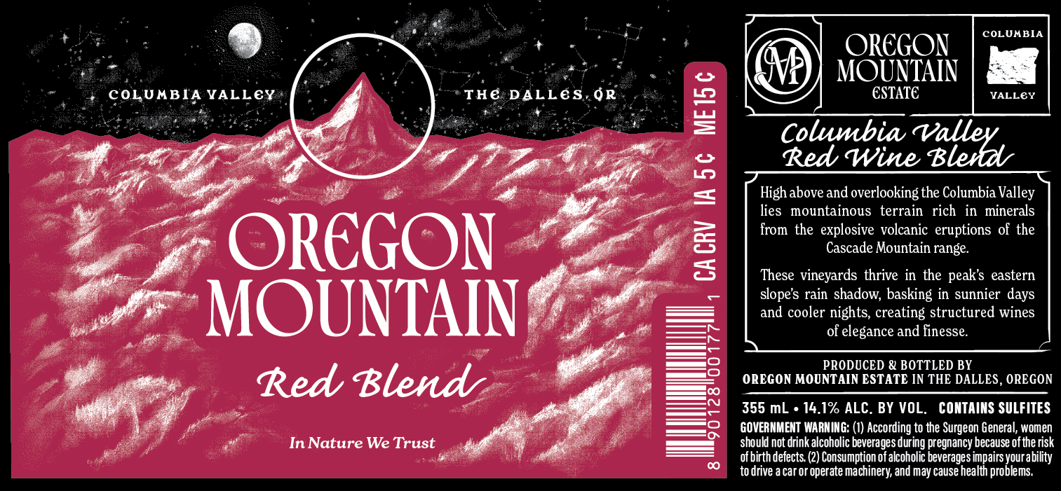TABC label artwork for OREGON MOUNTAIN RED BLEND