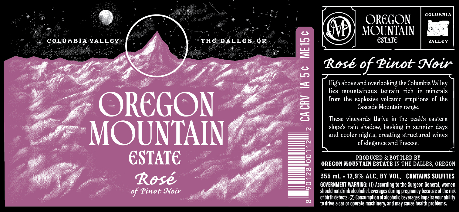 TABC label artwork for OREGON MOUNTAIN ESTATE ROSE OF PINOT NOIR