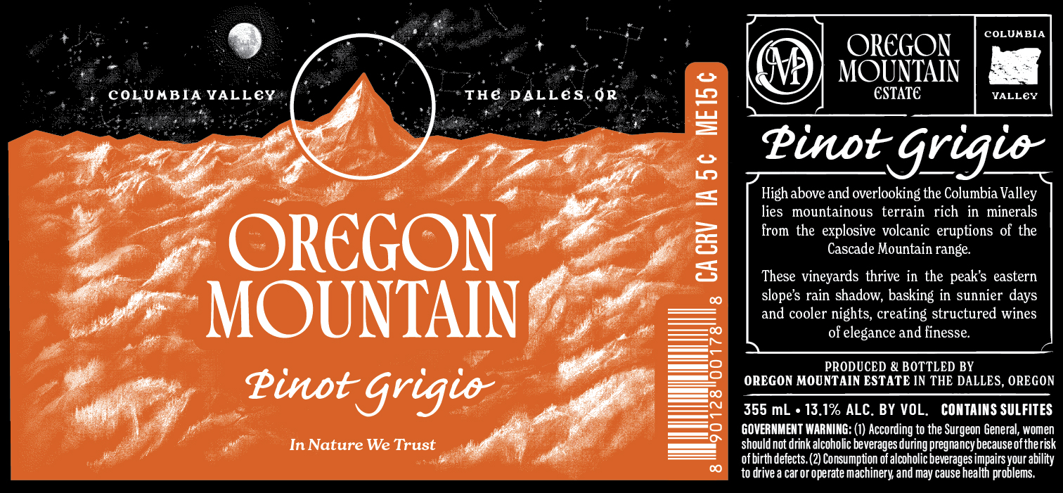 TABC label artwork for OREGON MOUNTAIN PINOT GRIGIO