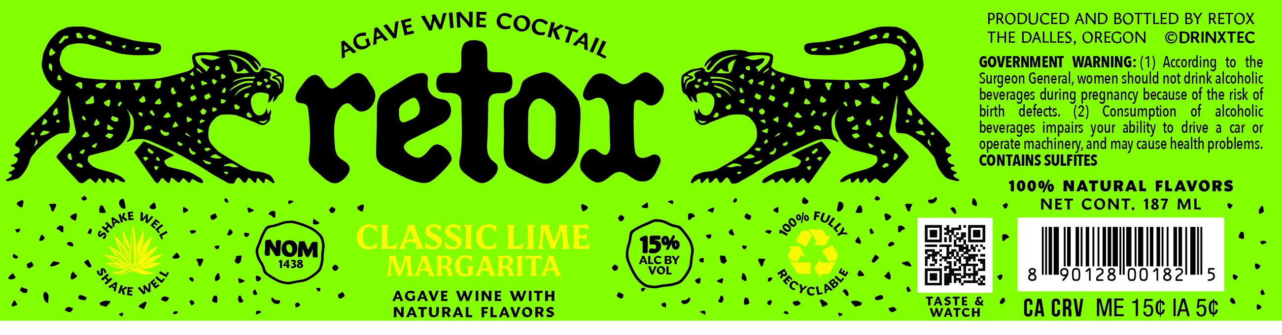 TABC label artwork for RETOX CLASSIC LIME MARGARITA