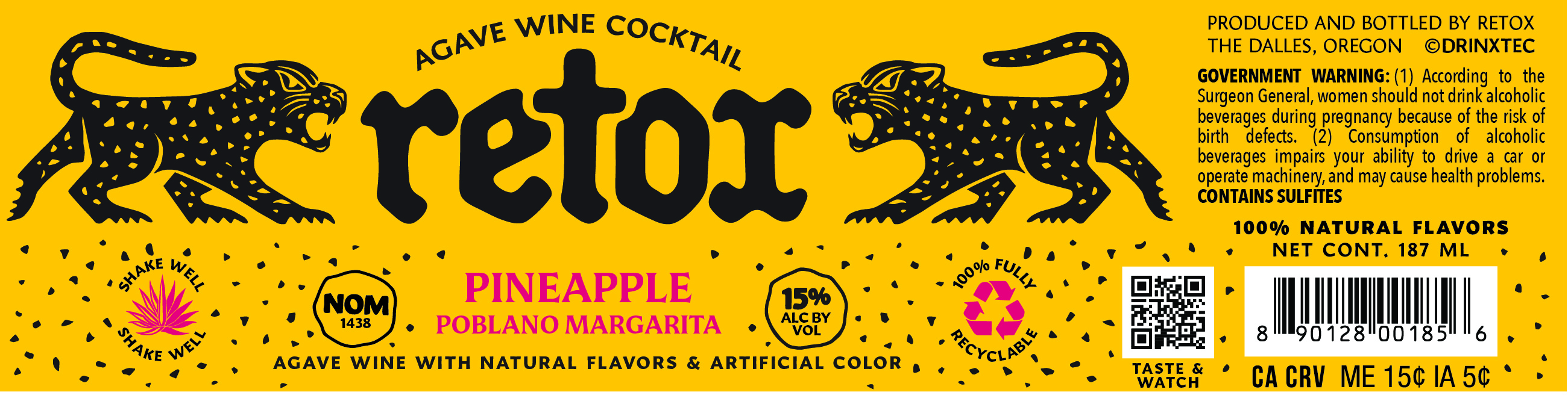 TABC label artwork for RETOX PINEAPPLE POBLANO MARGARITA