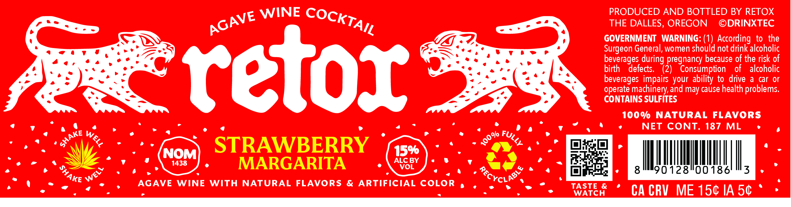 TABC label artwork for RETOX STRAWBERRY MARGARITA