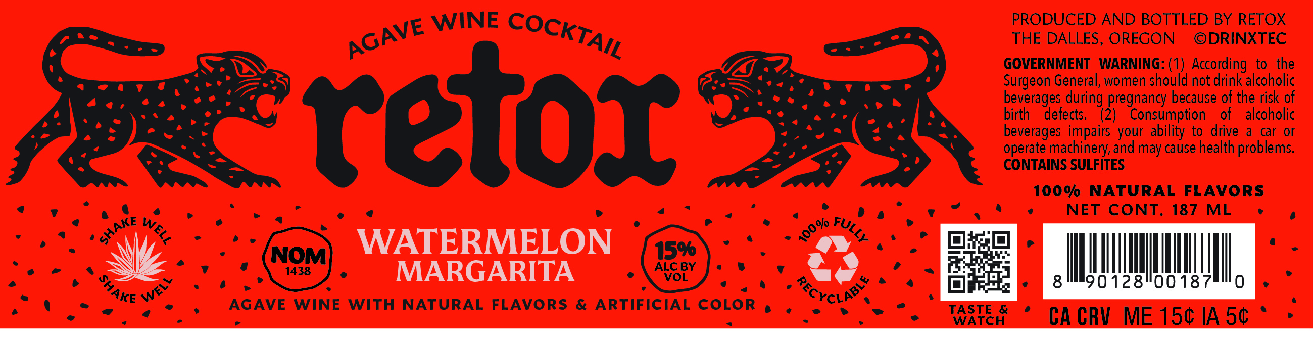 TABC label artwork for RETOX WATERMELON MARGARITA