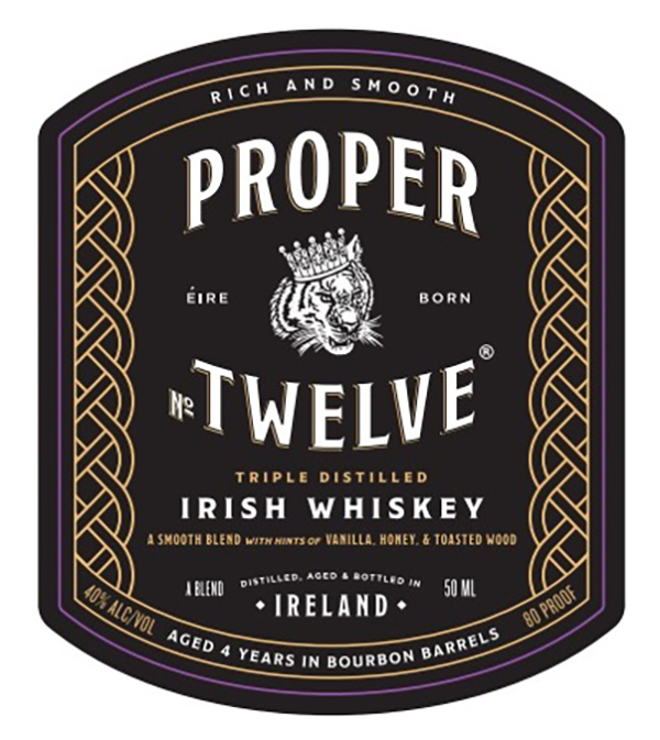 TABC label artwork for Proper No. Twelve Irish Whiskey 50ml
