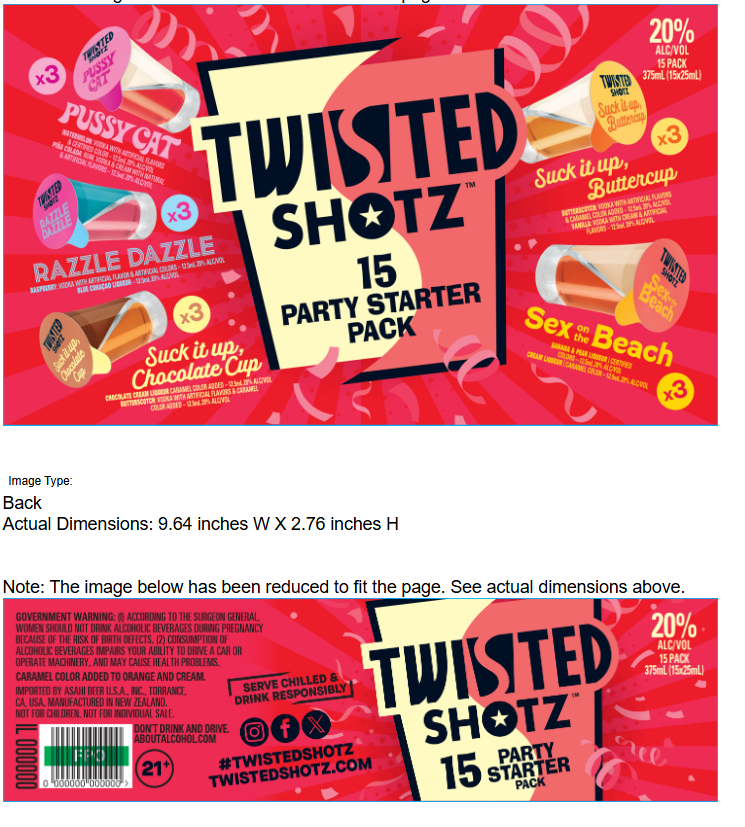 TABC label artwork for TWISTED SHOTZ STARTER PACK
