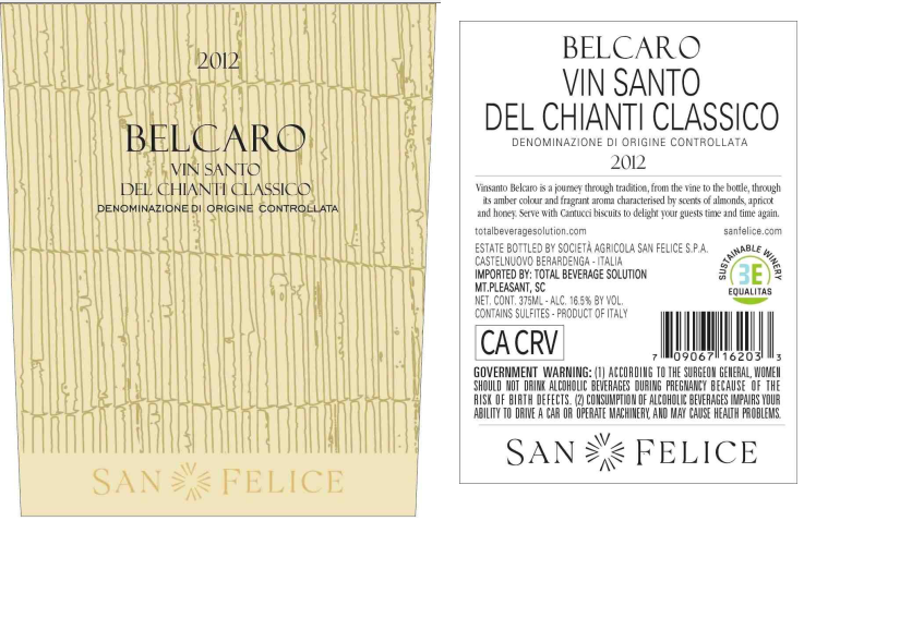 TABC label artwork for San Felice Belcaro Vin Santo Del Chianti Classico
