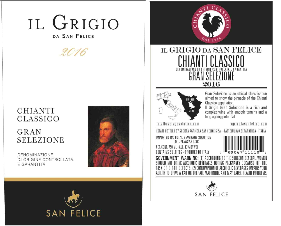 TABC label artwork for San Felice Il Grigio Gran Selezione Chianti Classico