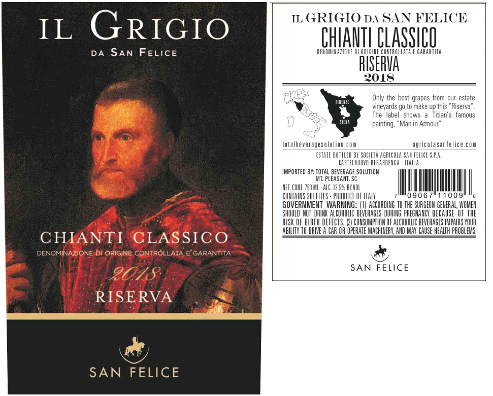 TABC label artwork for San Felice Il Grigio Reserva Chianti Classico