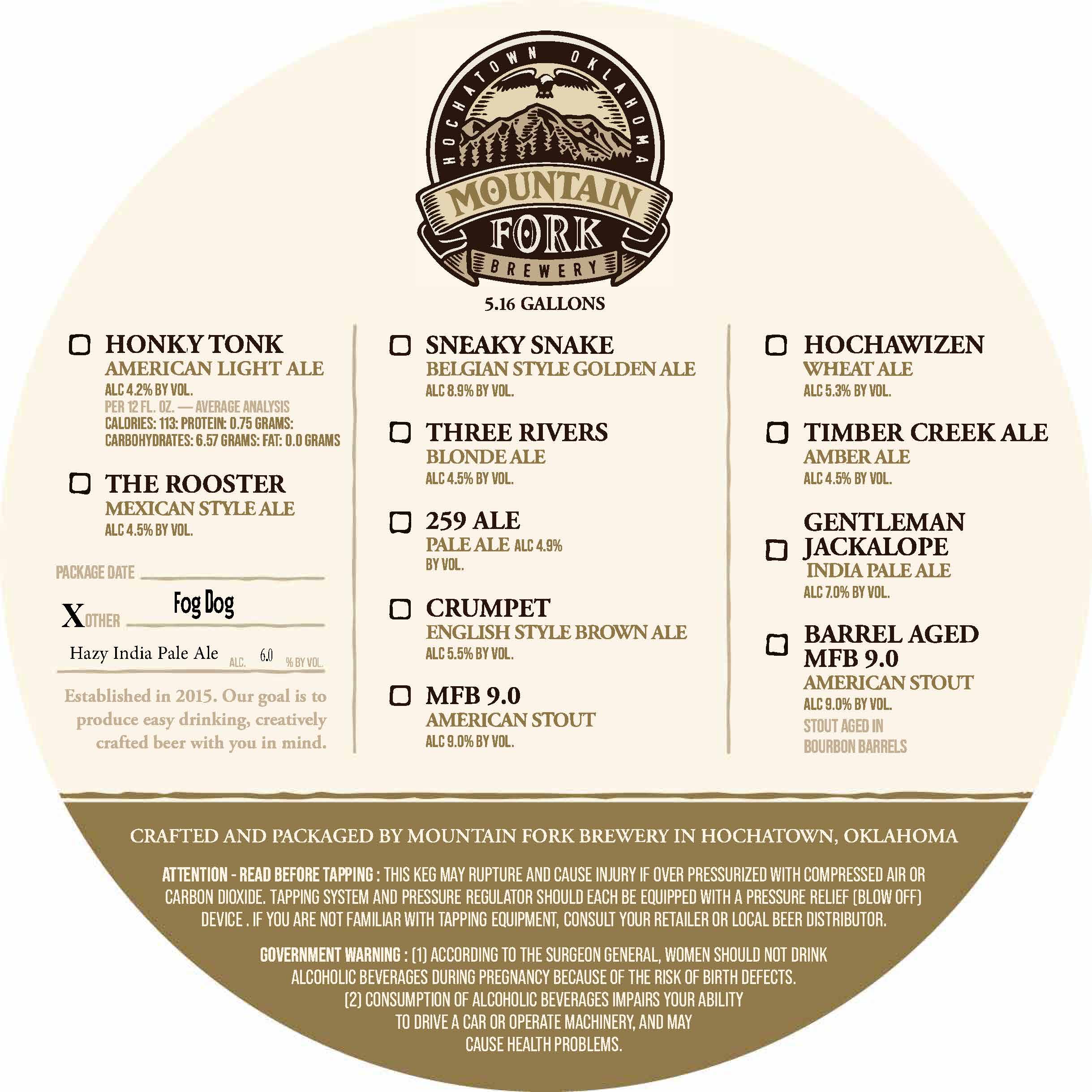 TABC label artwork for Fog Dog Hazy India Pale Ale