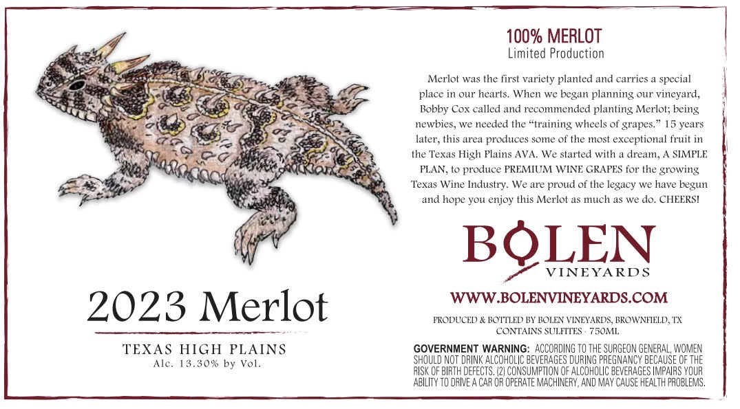 TABC label artwork for BOLEN VINEYARDS MERLOT