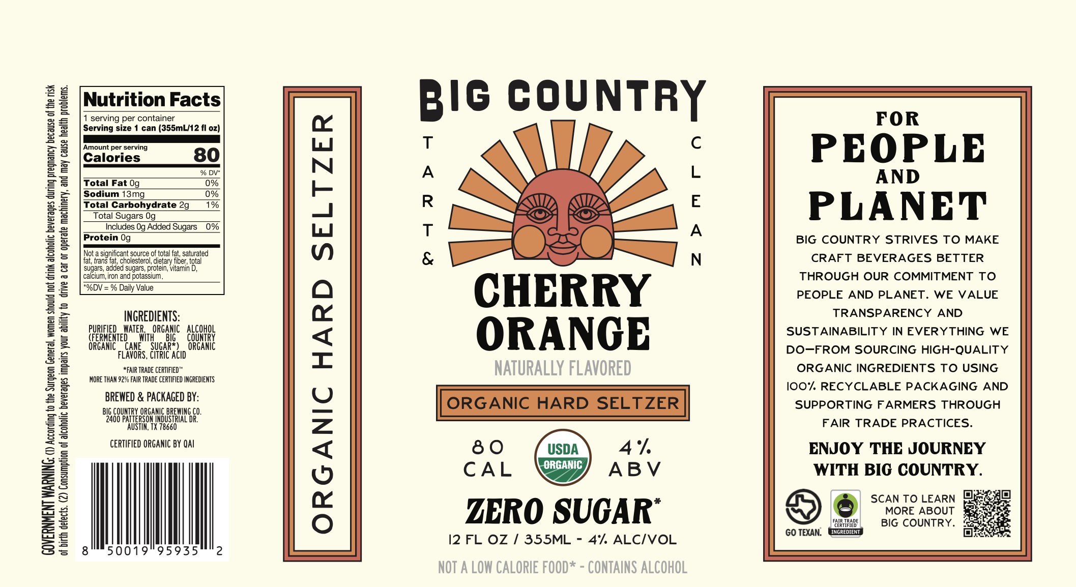TABC label artwork for Cherry Orange Organic Hard Seltzer