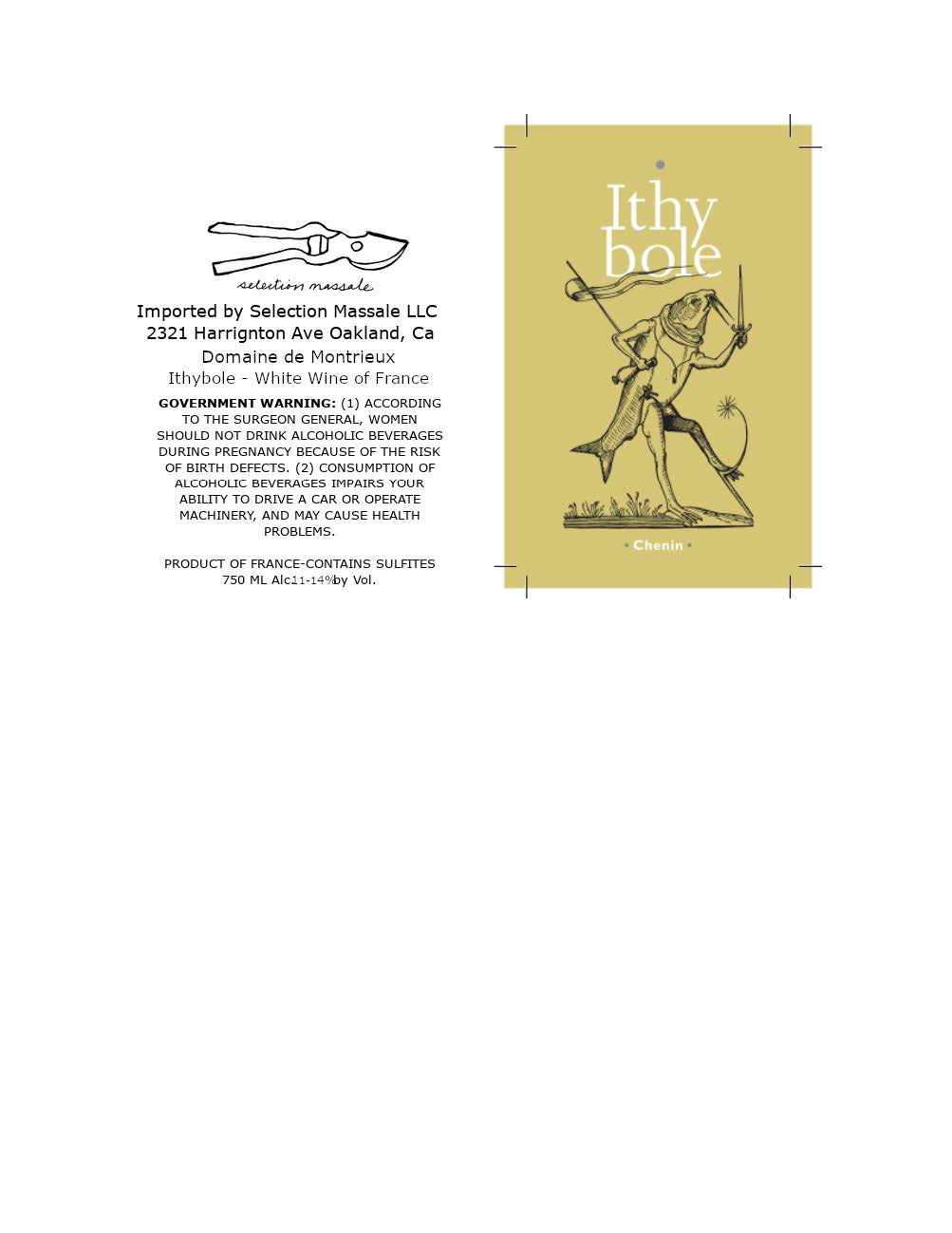 TABC label artwork for Domaine De Montrieux Ithybole Chenin