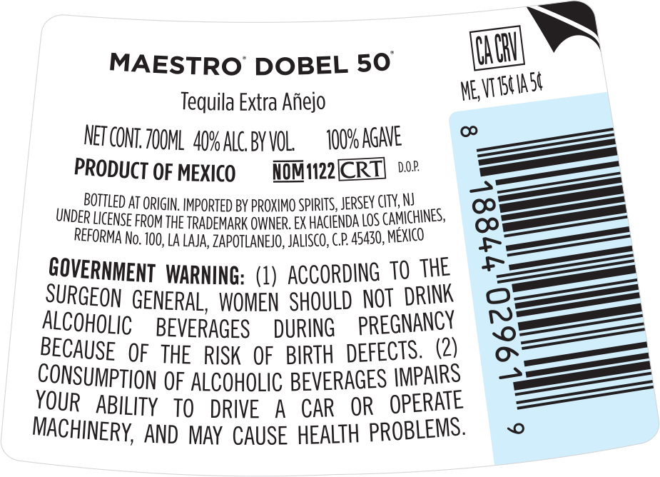 TABC label artwork for Maestro Dobel 50 1975 Extra Anejo
