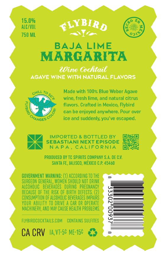 TABC label artwork for Flybird Baja Lime
