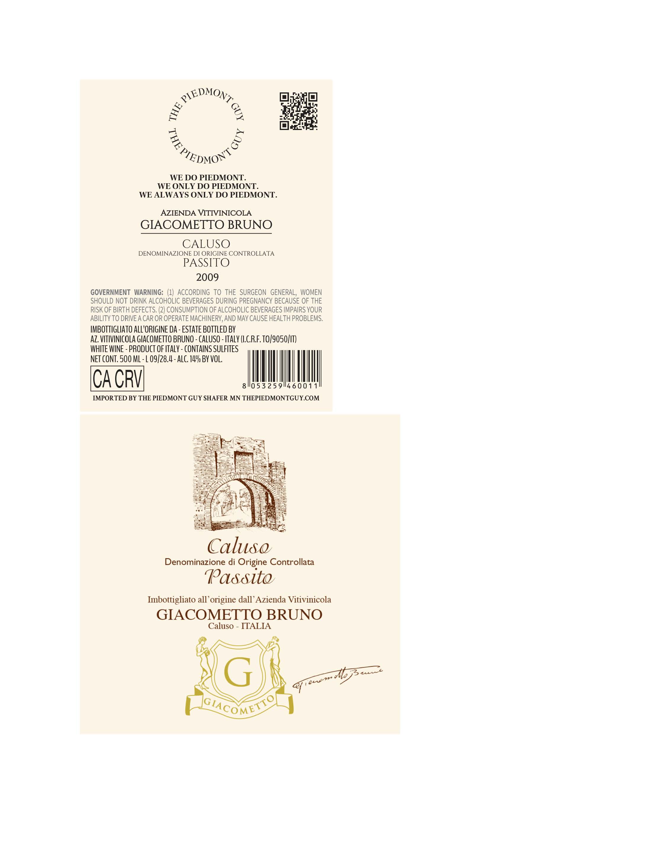 TABC label artwork for Bruno Giacometto Caluso Passito (Erbaluce)