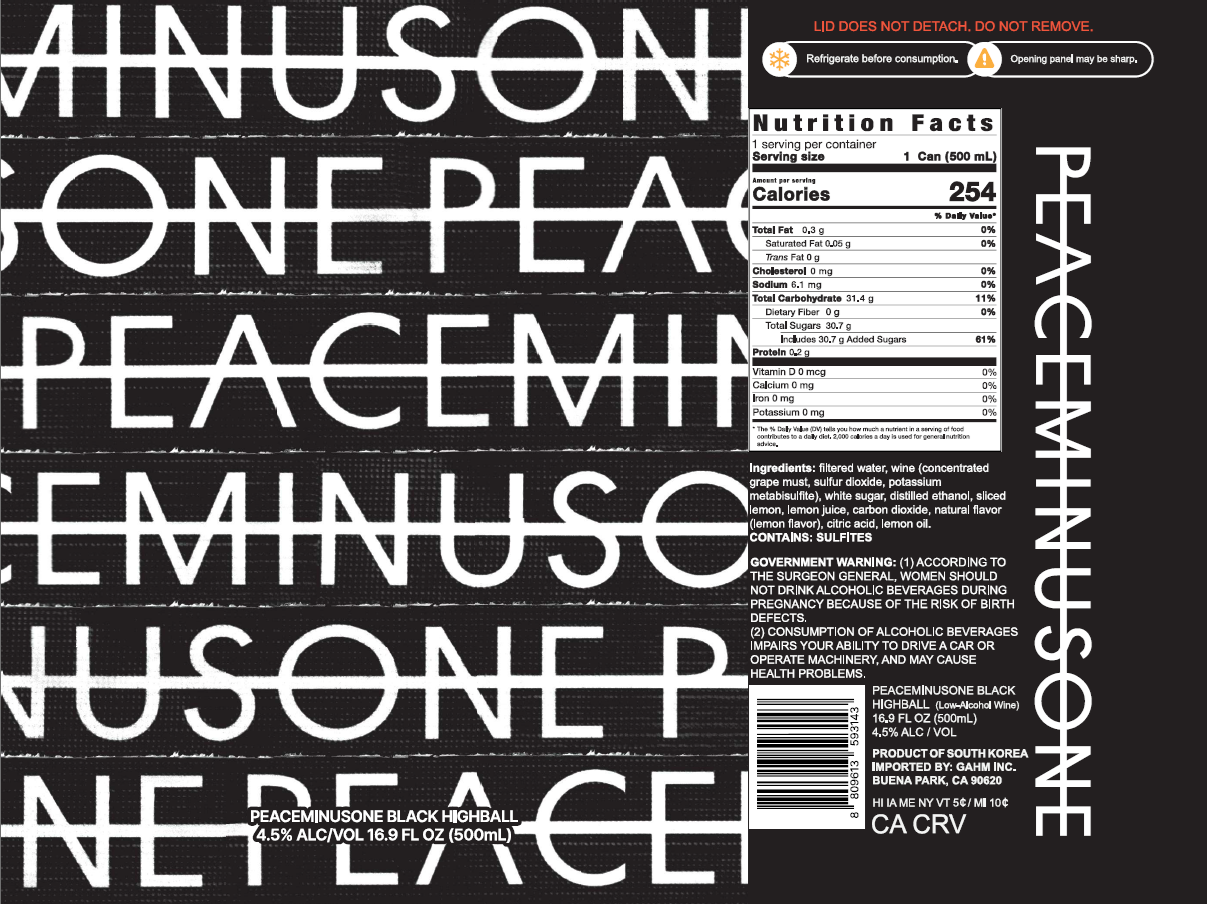TABC label artwork for PEACEMINUSONE BLACK HIGHBALL