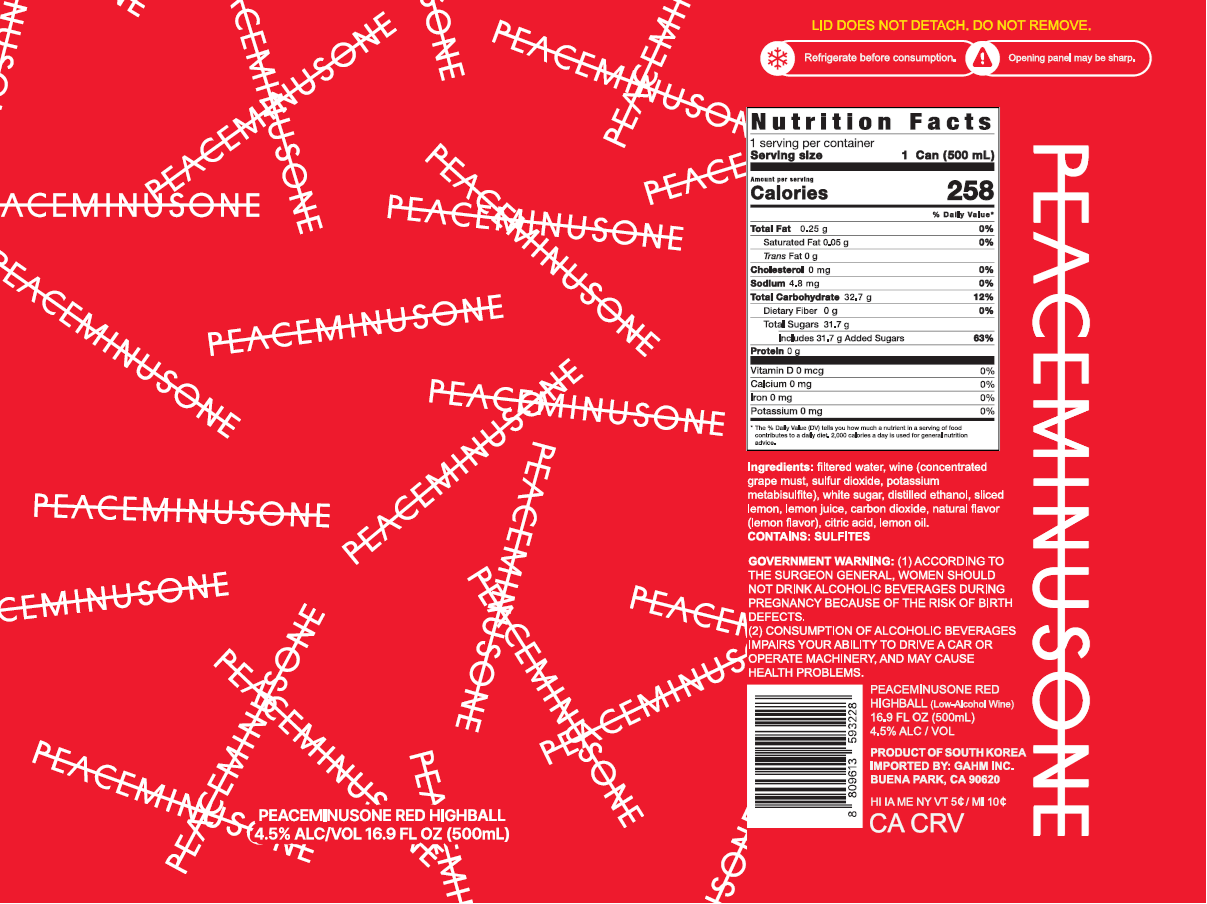TABC label artwork for PEACEMINUSONE RED HIGHBALL
