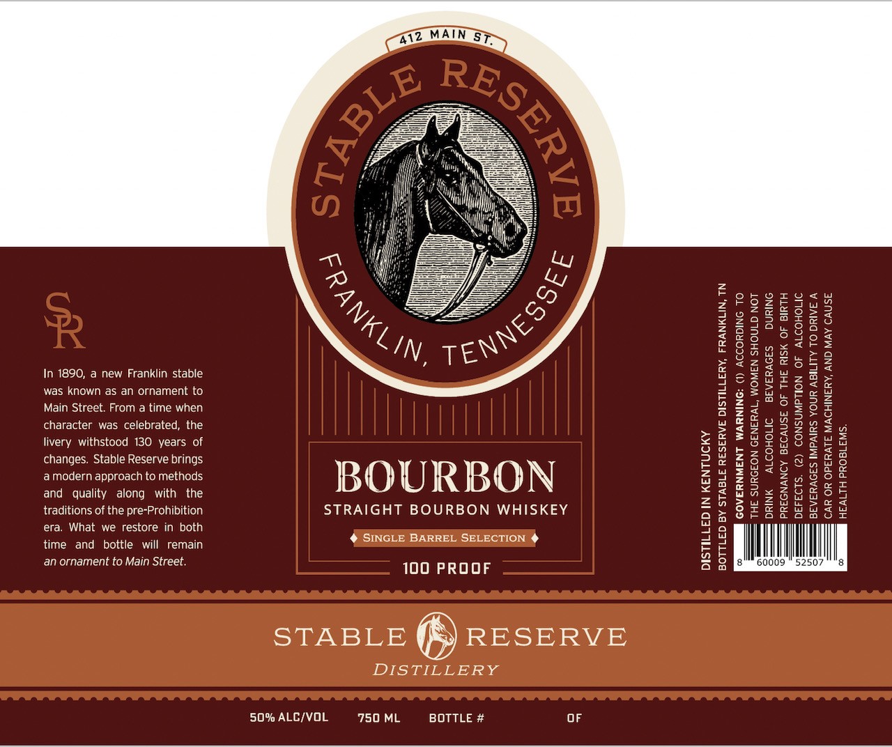 TABC label artwork for STABLE RESERVE STRAIGHT BOURBON SINGLE BARREL
