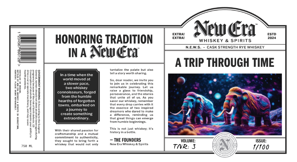 TABC label artwork for NEW ERA A TRIP THROUGH TIME