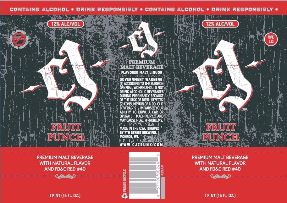 TABC label artwork for CJ Fruit Punch