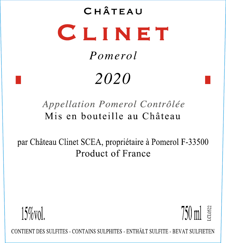 TABC label artwork for Chateau Clinet Pomerol Red Wine