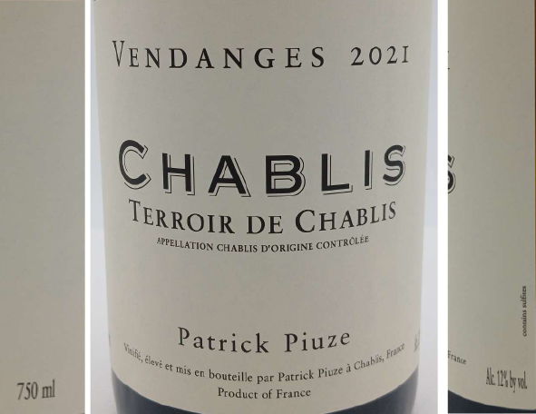 TABC label artwork for PATRICK PIUZE TERROIR DE CHABLIS
