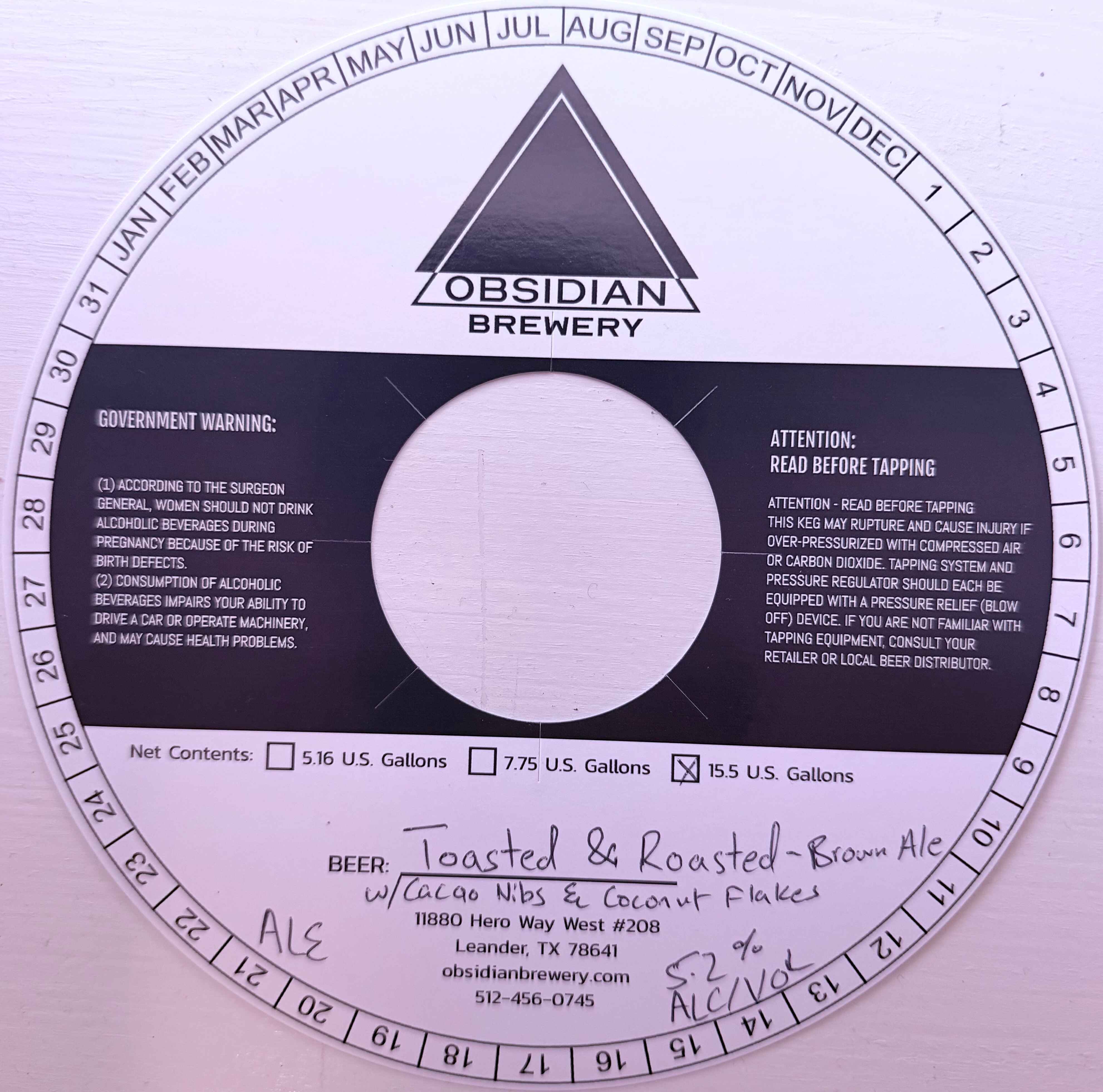 TABC label artwork for Toasted & Roasted