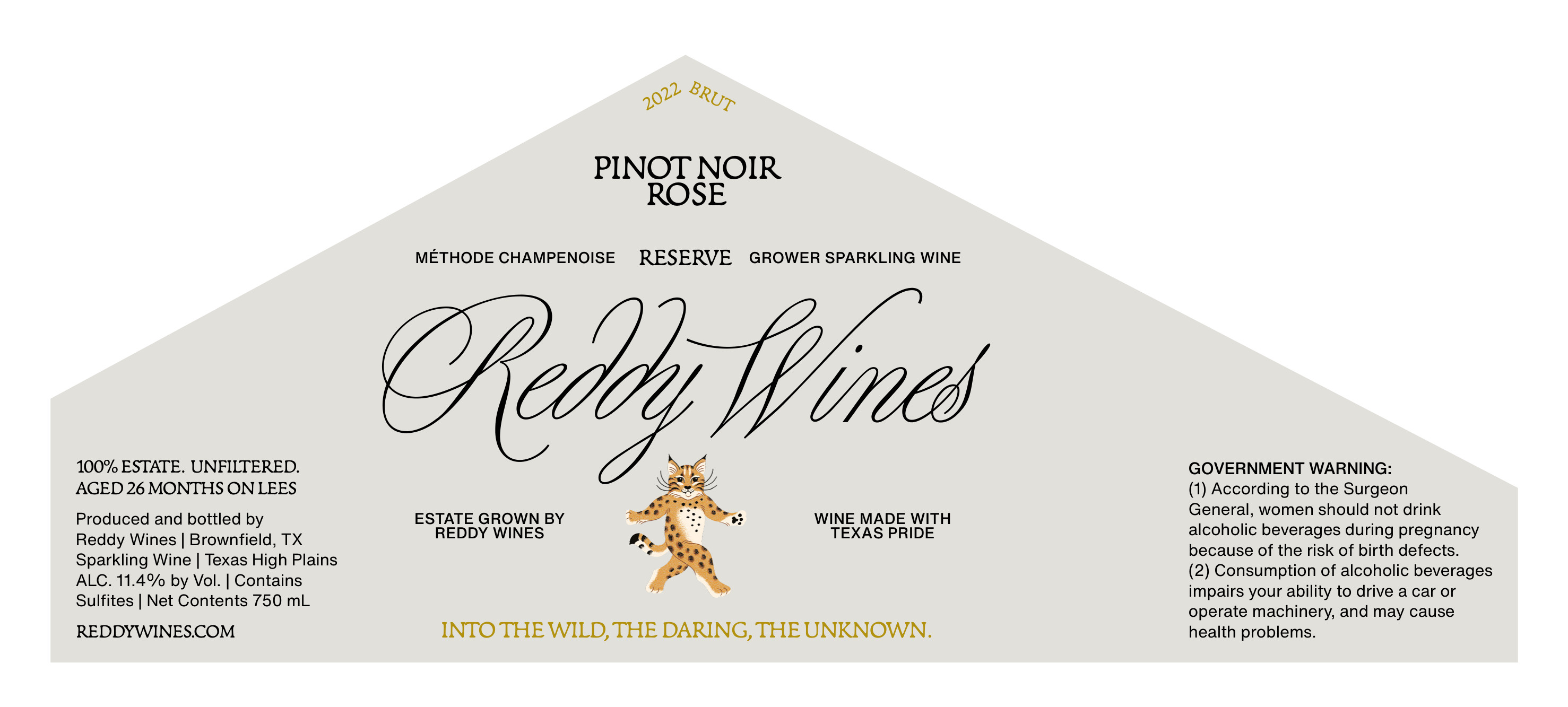 TABC label artwork for Reddy Wines 2022 Pinot Noir Rosé Brut