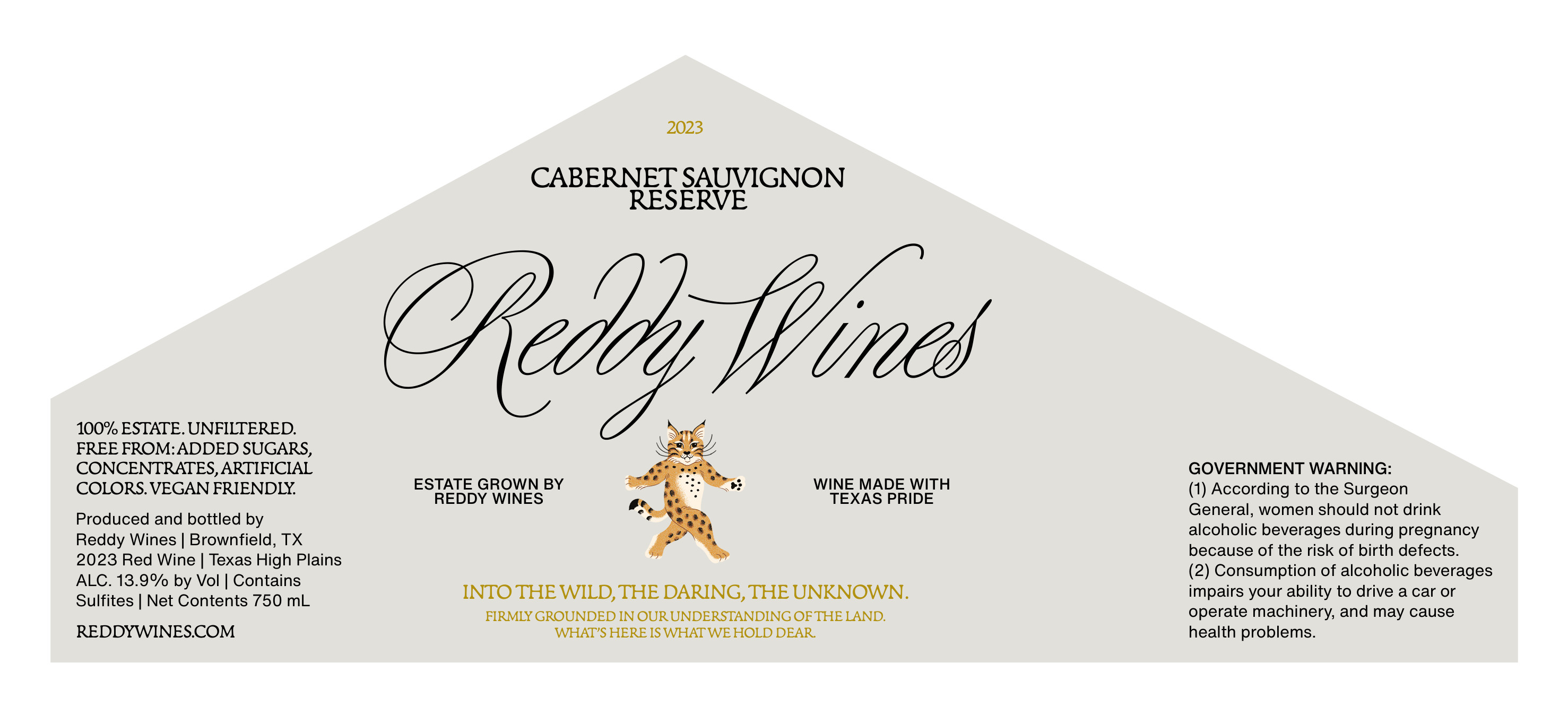 TABC label artwork for Reddy Wines 2023 Cabernet Sauvignon Reserve