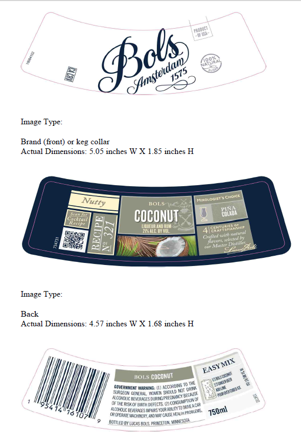 TABC label artwork for Bols Coconut