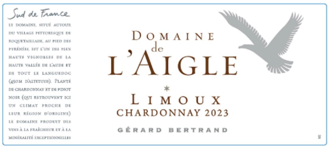 TABC label artwork for GERARD BERTRAND DOMAINE DE L'AIGLE CHARDONNAY LIMOUX