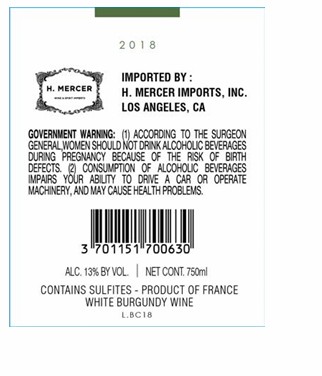 TABC label artwork for PHILIPPE BOUZEREAU CHARDONNAY