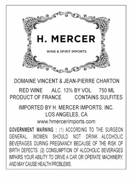 TABC label artwork for VINCENT & JEAN PIERRE CHARTON MERCUREY 1ER CRU CLOS DU ROY