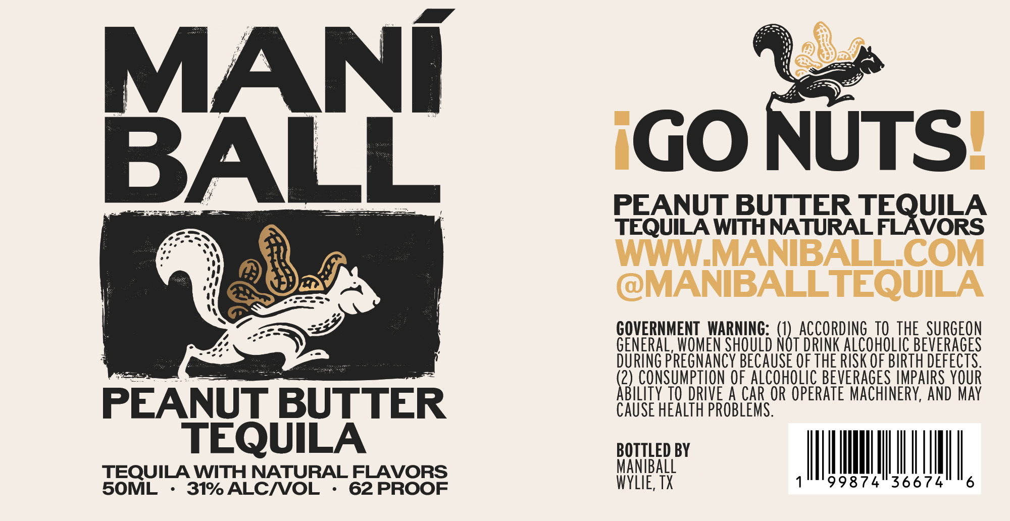 TABC label artwork for Maniball Peanut Butter Tequila