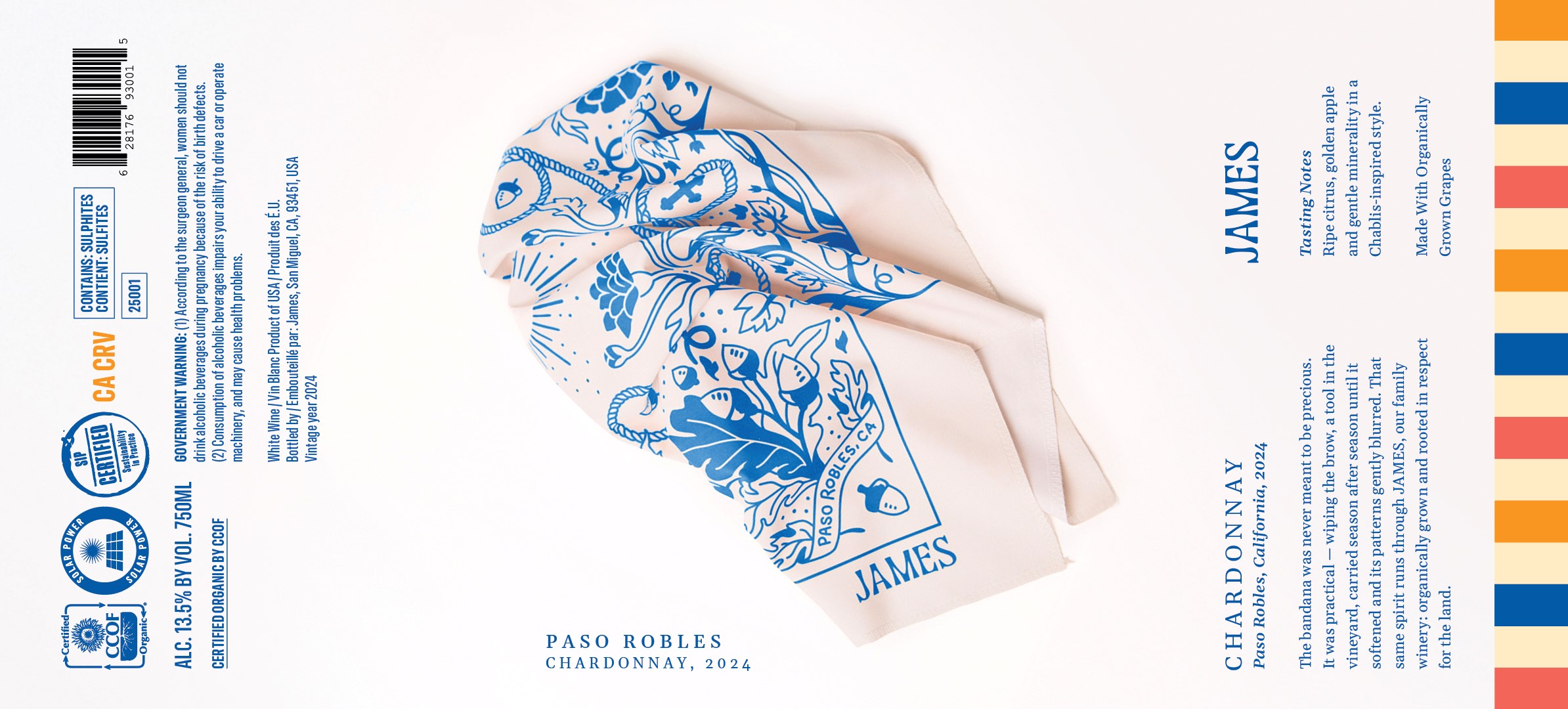 TABC label artwork for JAMES CHARDONNAY