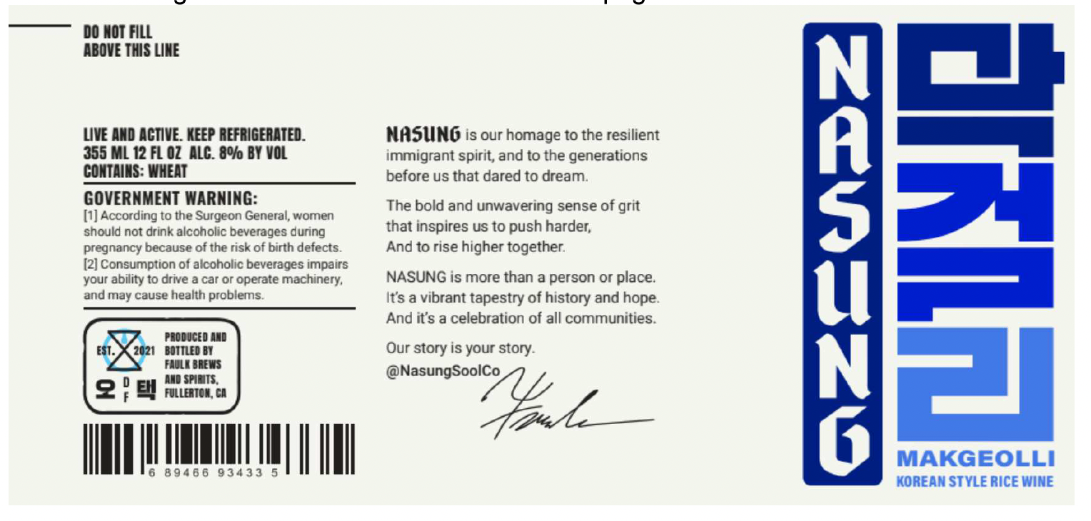 TABC label artwork for Nasung