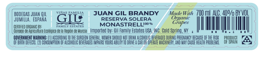 TABC label artwork for JUAN GIL RESERVA SOLERA