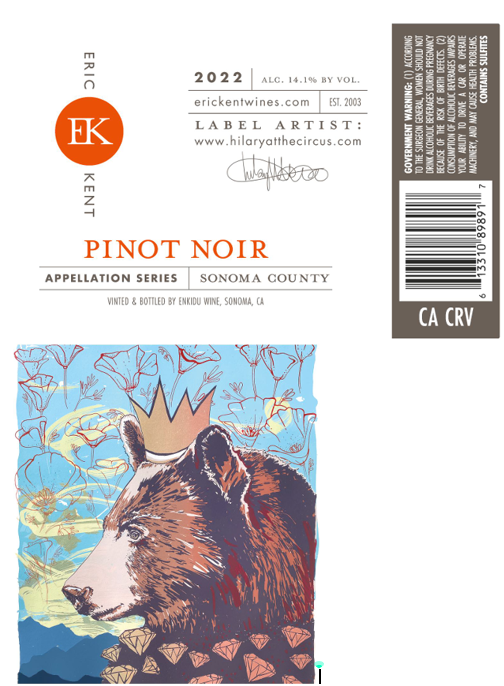 TABC label artwork for ERIC KENT    PINOT NOIR SONOMA COUNTY