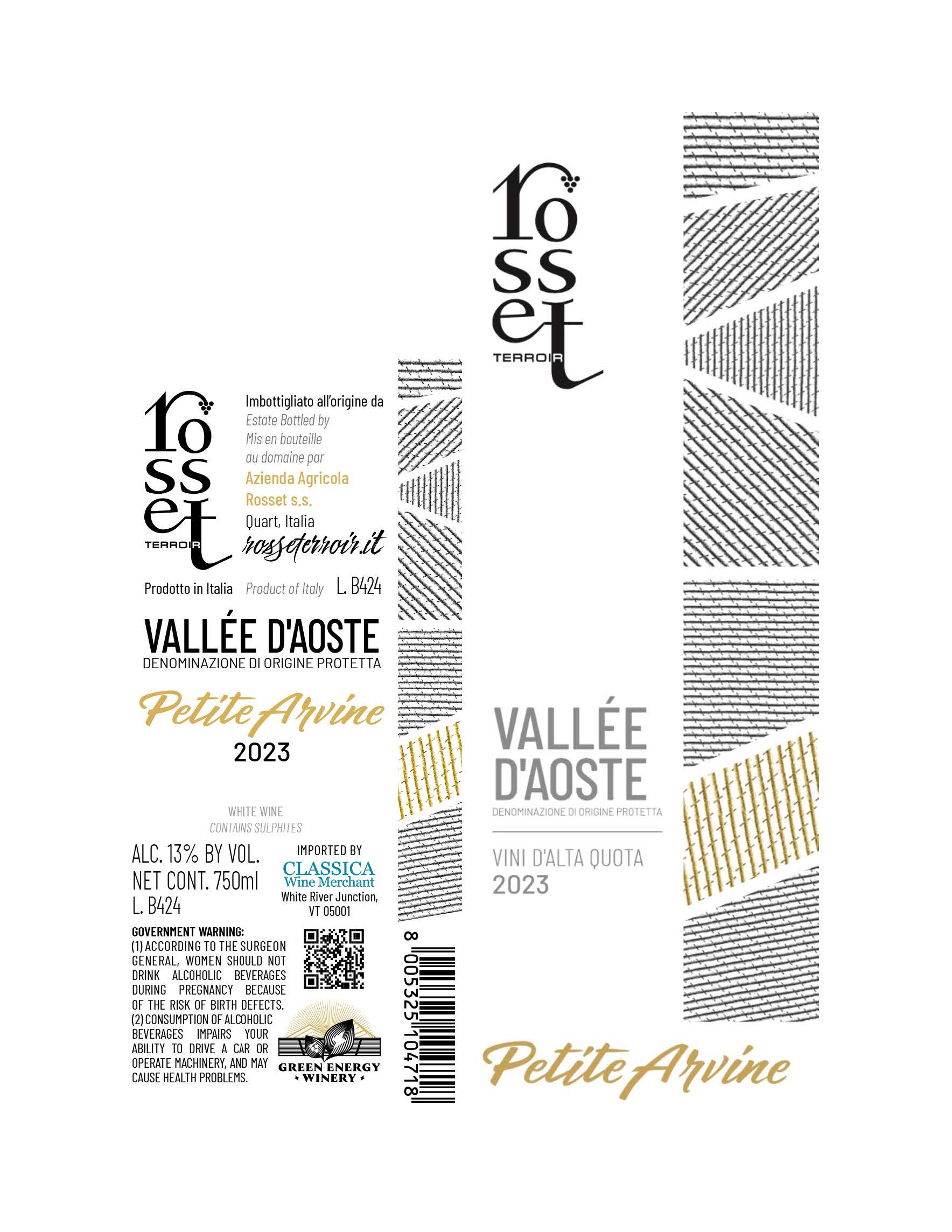 TABC label artwork for Rosset Petite Arvine