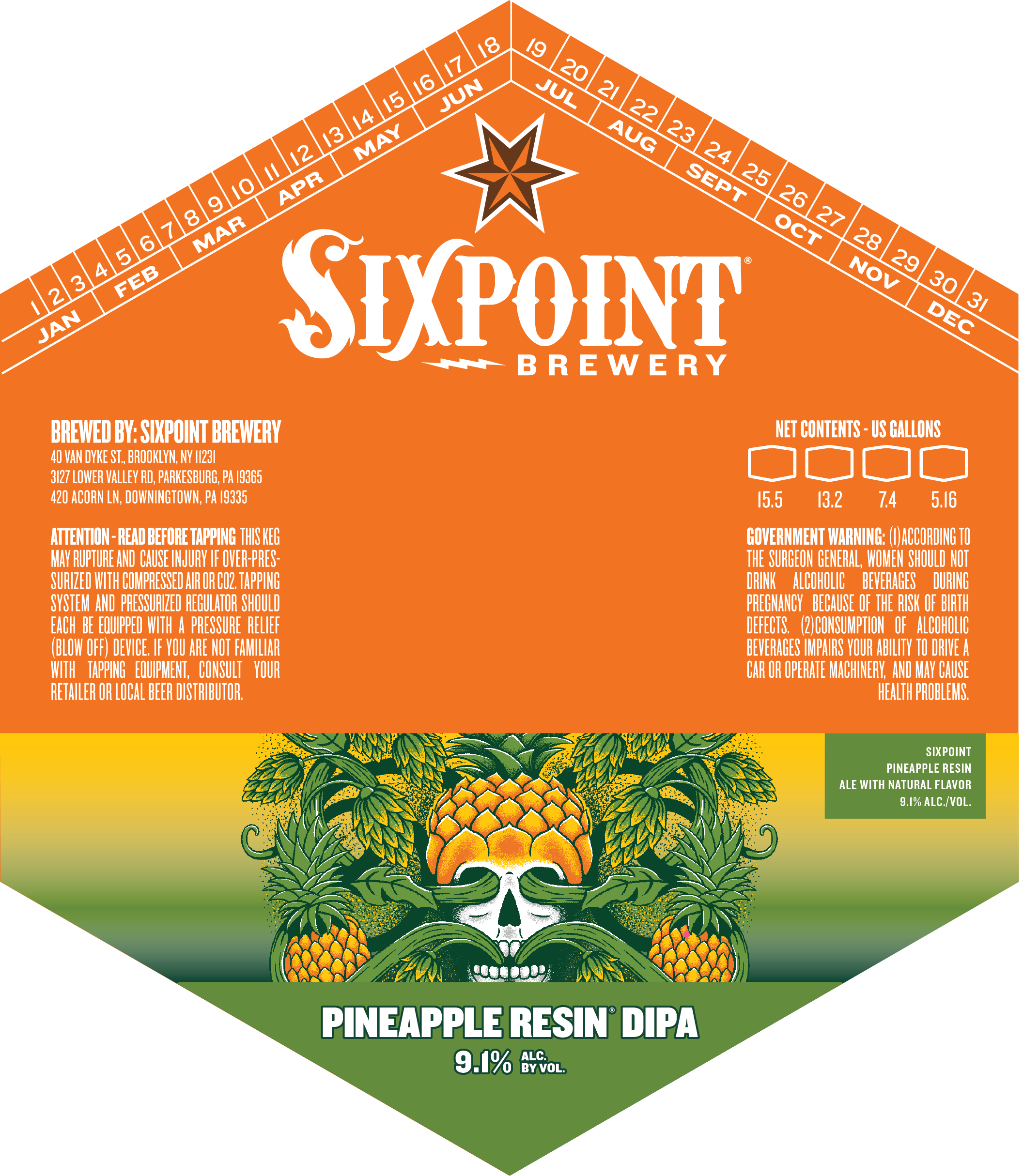 TABC label artwork for SIXPOINT PINEAPPLE RESIN KEGS