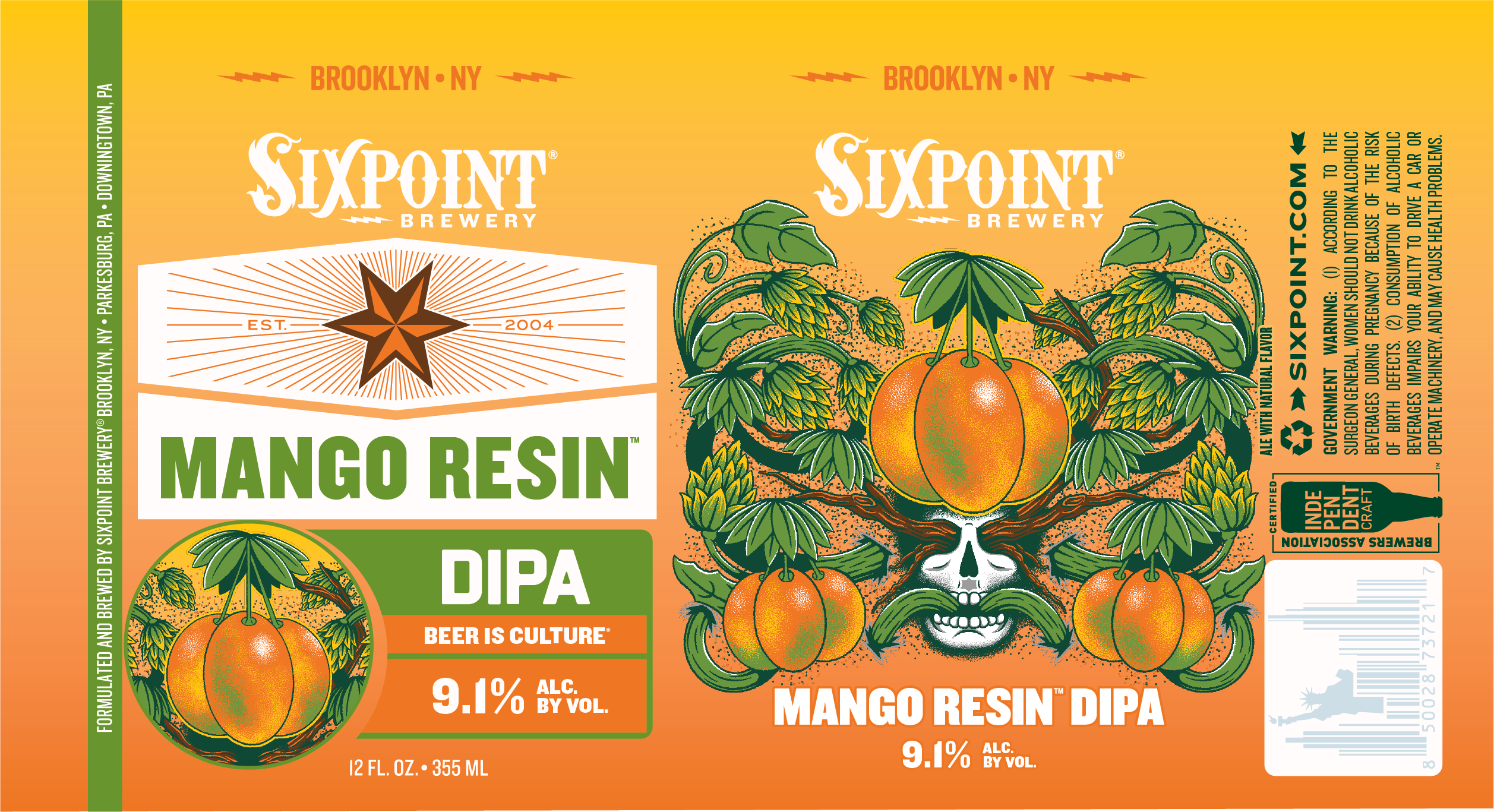 TABC label artwork for SIXPOINT MANGO RESIN CAN