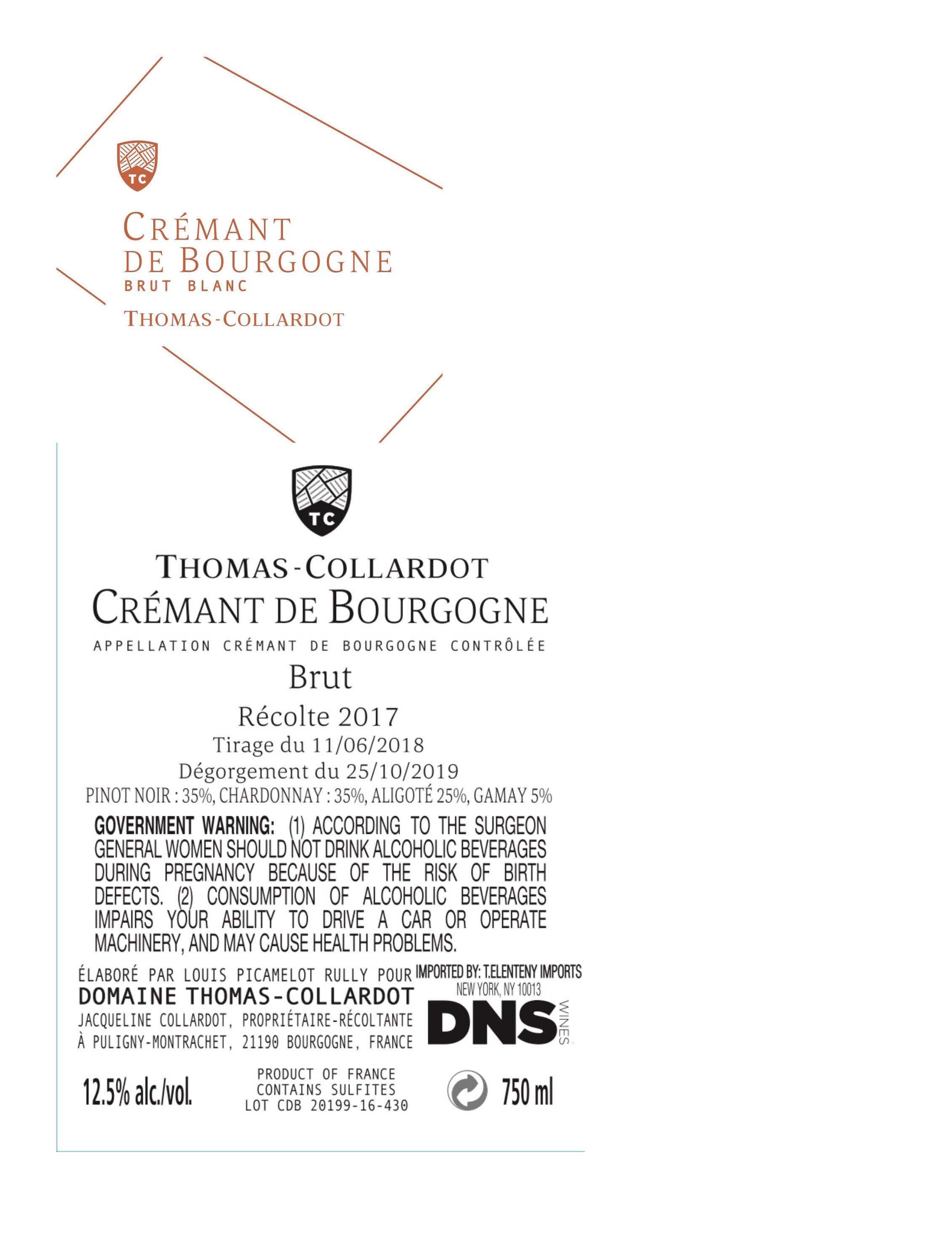 TABC label artwork for Thomas Collardot Cremant De Bourgogne Brut XXIII