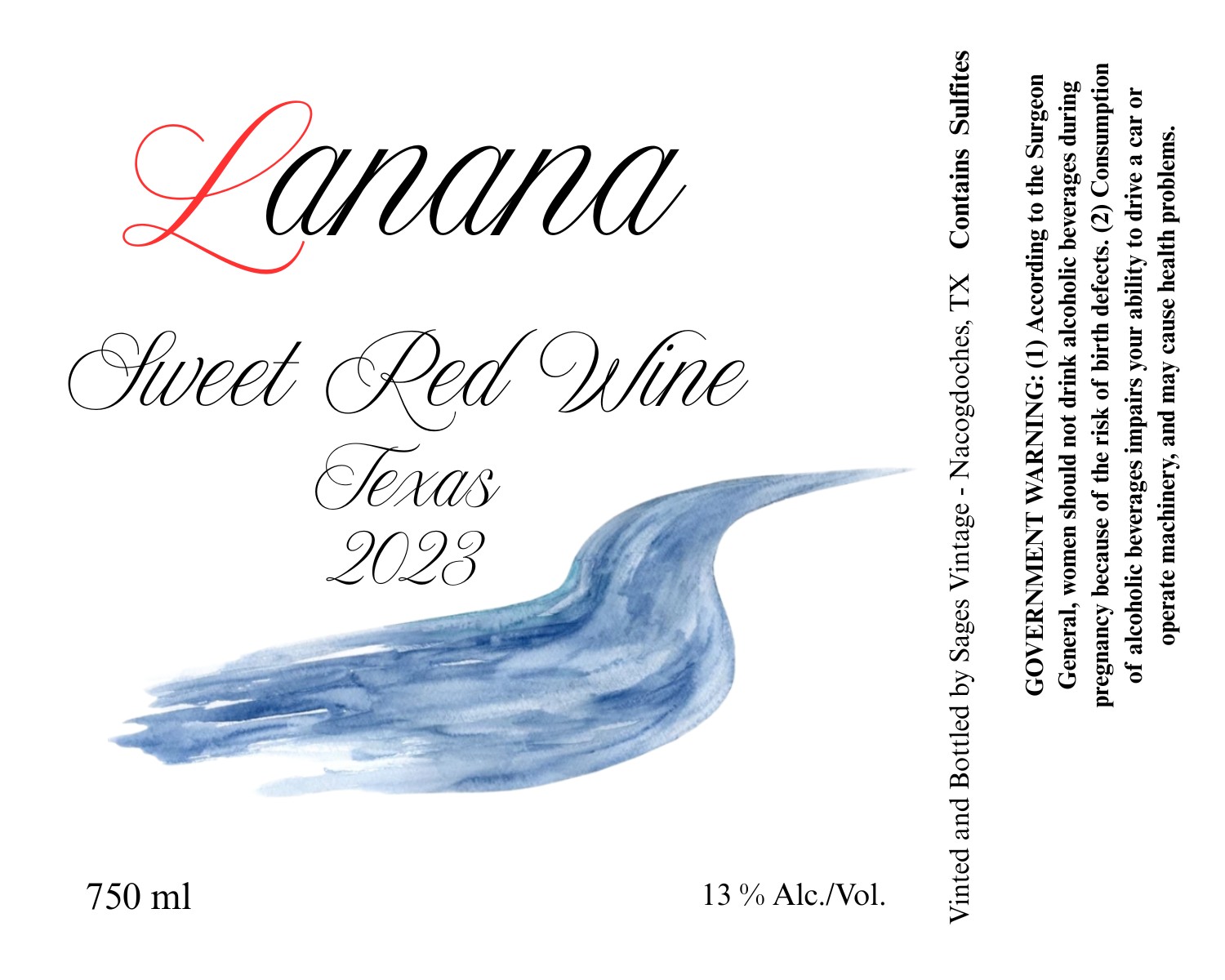 TABC label artwork for Lanana Sweet Red Wine