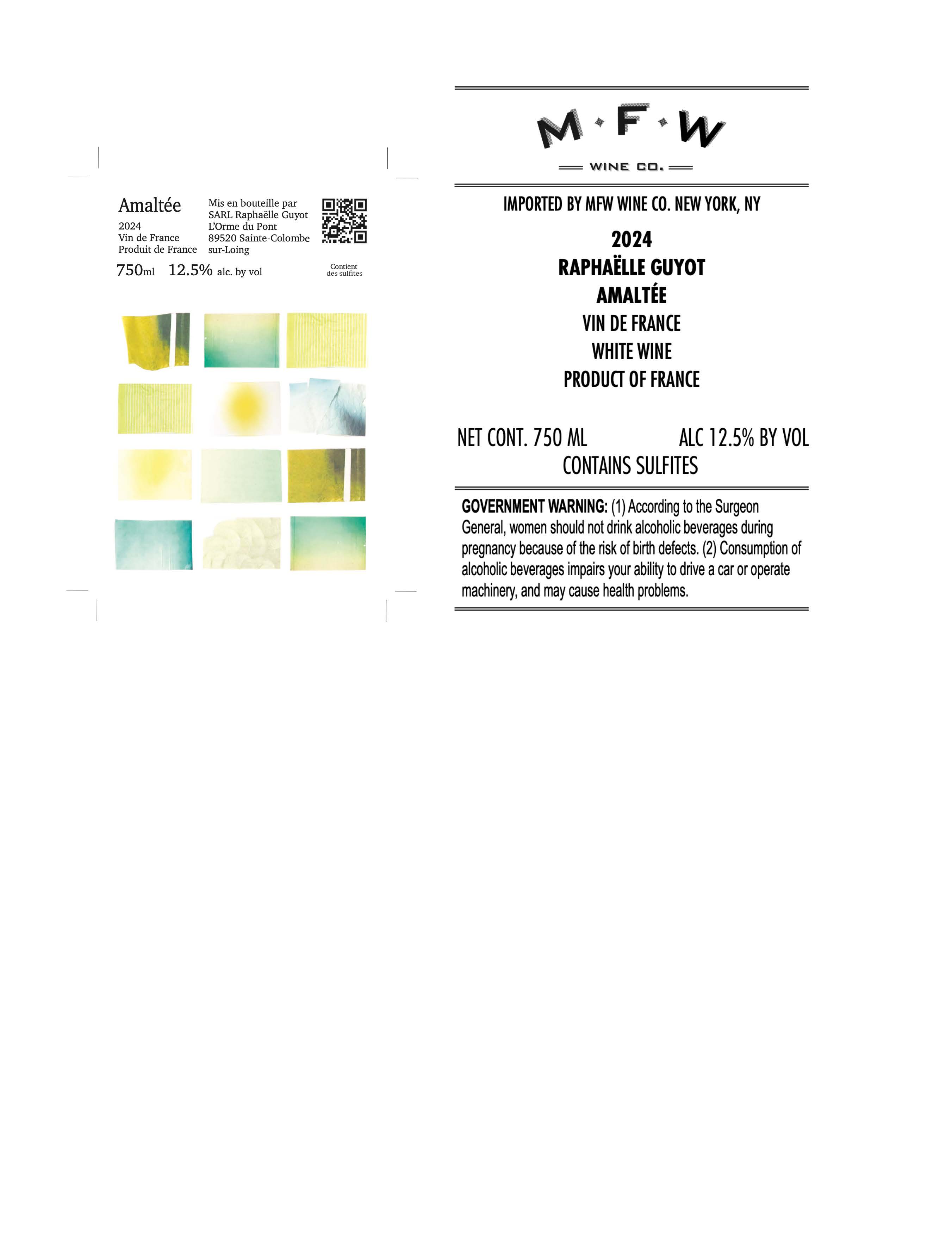 TABC label artwork for Raphaelle Guyot Amaltee