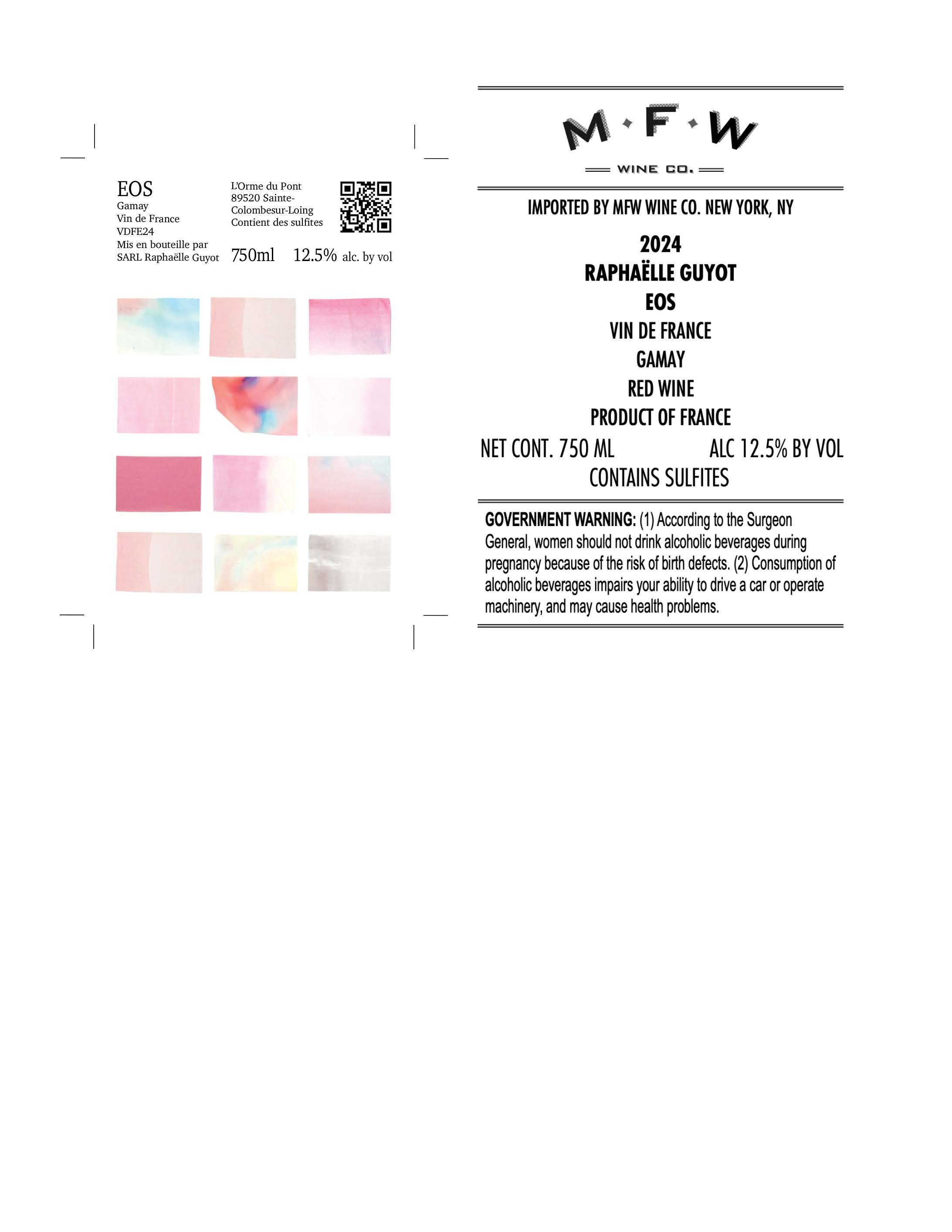 TABC label artwork for Raphaelle Guyot Eos Gamay
