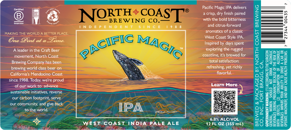 TABC label artwork for North Coast Brewing Co. Pacific Magic