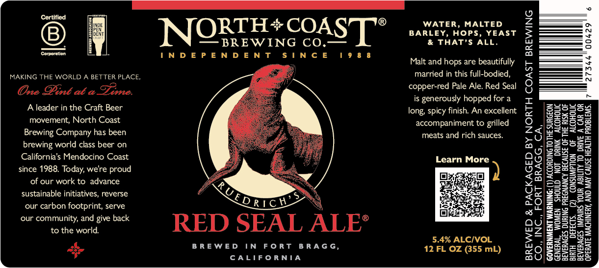 TABC label artwork for North Coast Brewing Co. Red Seal Ale