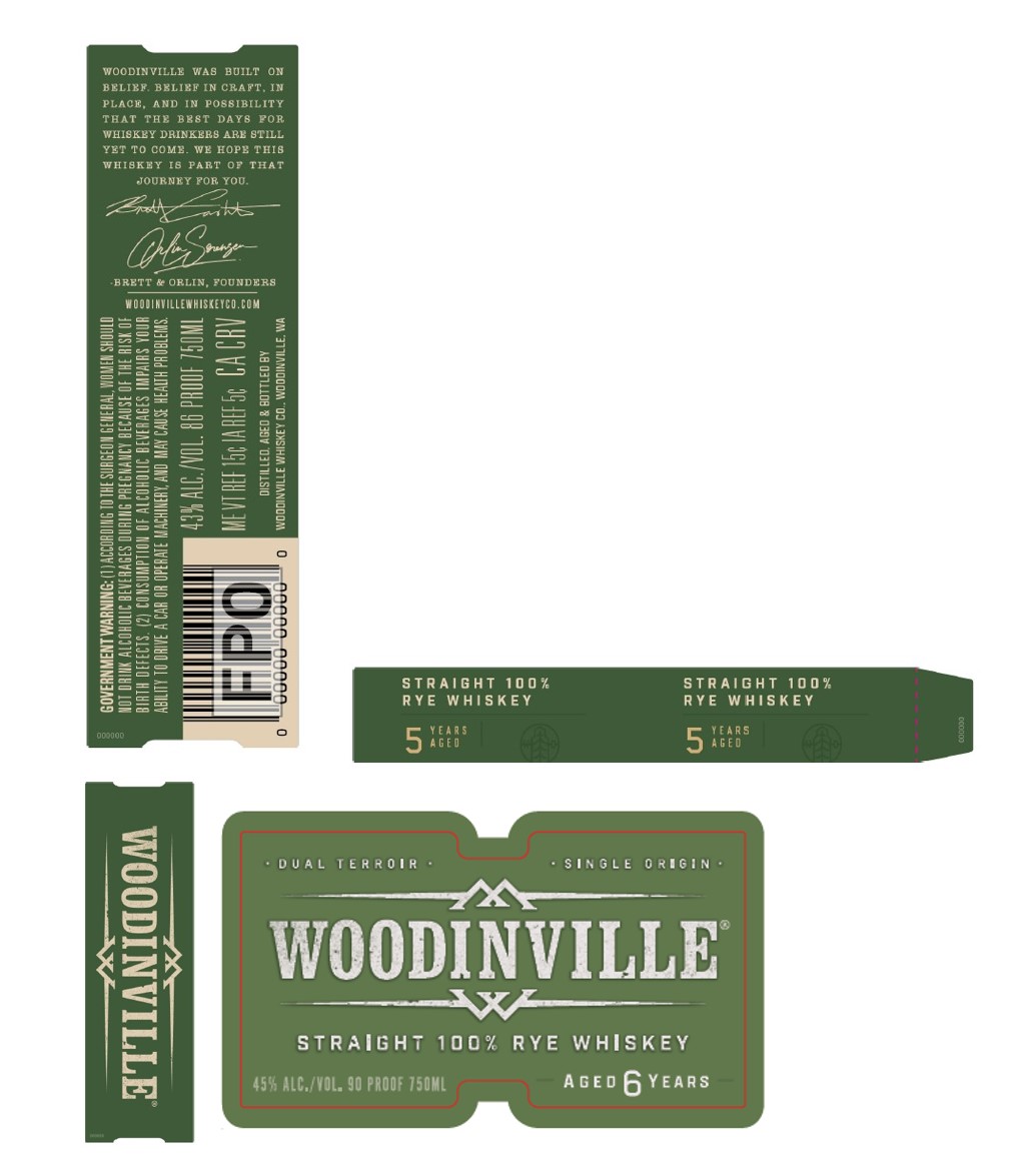 TABC label artwork for Woodinville Straight Rye Whiskey 6 YO
